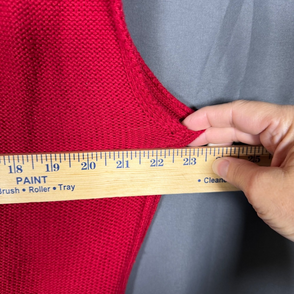 Coldwater Creek‎ Red Sleeveless Shawl Collar Sweater Vest XL Holiday Christmas - Picture 6 of 8